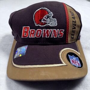 Vintage Cleveland Browns Hat Cap Strap Back Mens One Size Brown NFL Football